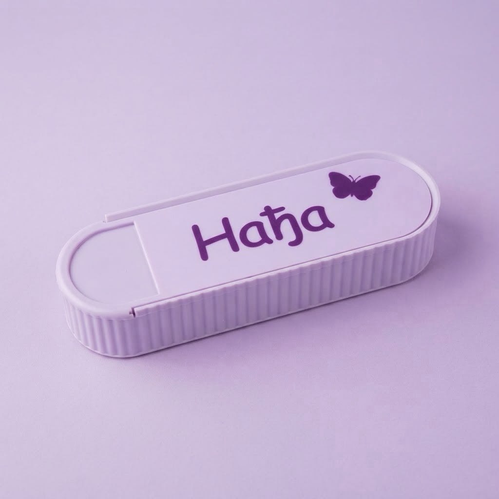 Ljubičasta silikonska peratonica sa imenom Hatidža
